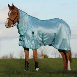Saxon Mesh With Gusset Combo Neck Fly Sheet -Ovation Store 206923 lightbluegreen 1