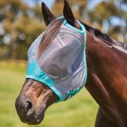 Weatherbeeta ComFiTec Deluxe Fine Mesh Mask -Ovation Store NS1006938 greyturquoise 2