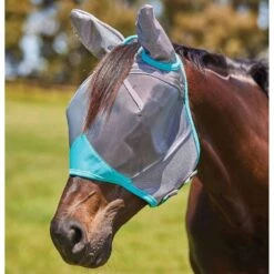 Weatherbeeta ComFiTec Deluxe Fine Mesh Mask With Ears -Ovation Store NS1006939 greyturquoise
