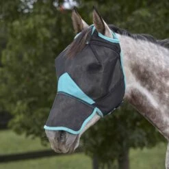Weatherbeeta ComFiTec Deluxe Fine Mesh Mask With Nose 7 Weatherbeeta ComFiTec Deluxe Fine Mesh Mask With Nose -Ovation Store NS100694 blackturquoise 4