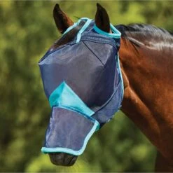 Weatherbeeta ComFiTec Deluxe Fine Mesh Mask With Nose 8 Weatherbeeta ComFiTec Deluxe Fine Mesh Mask With Nose -Ovation Store NS100694 navyturquoise 4