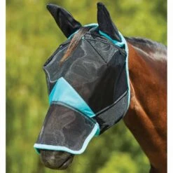 Weatherbeeta ComfiTec Deluxe Fine Mesh Mask With Ears & Nose -Ovation Store NS1006941 blackturquoise 1