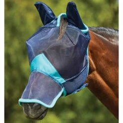 Weatherbeeta ComfiTec Deluxe Fine Mesh Mask With Ears & Nose -Ovation Store NS1006941 navyturquoise 4