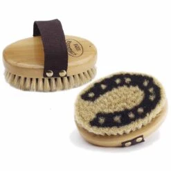 Equi-Essentials Horseshoe Body Brush With Soft Horse Hair Bristles