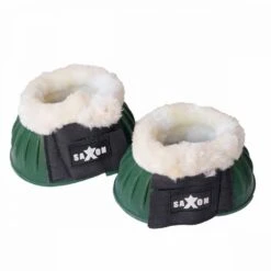 Saxon Fleece Trim Rubber Bell Boots -Ovation Store NS8194R huntergreenwhite 1