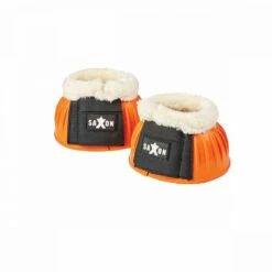Saxon Fleece Trim Rubber Bell Boots -Ovation Store NS8194R orangewhite 1